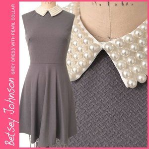 Betsey Johnson Grey Dress With Pearl Collar Size 4